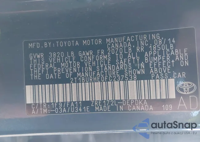 2T1BURHE0FC237538: 43735636