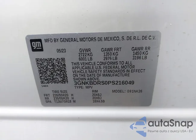 3GNKBDRS0PS216049: 43734840