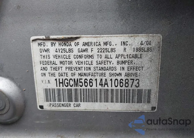 1HGCM56614A106873: 43734925