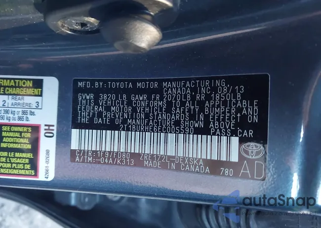 2T1BURHE6EC005590: 43734994