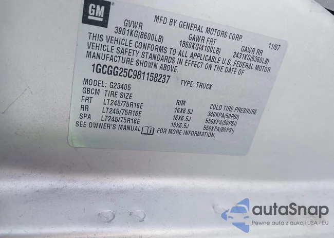 1GCGG25C981158237: 43736143