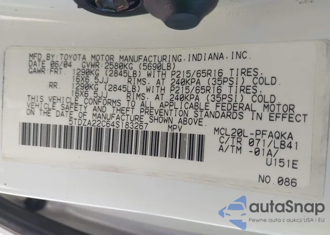 5TDZA22C64S183267: 43736320