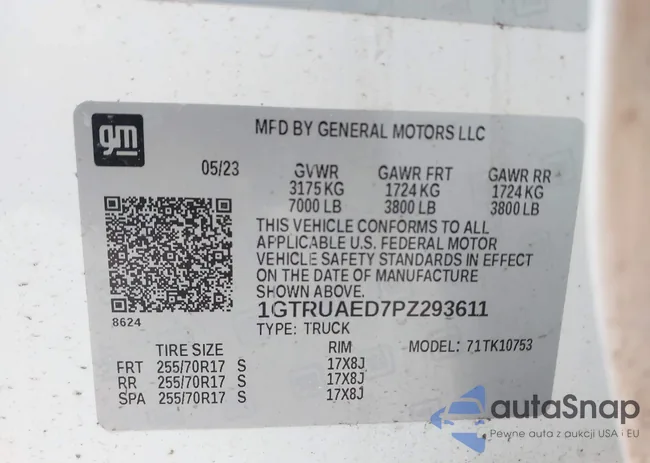 1GTRUAED7PZ293611: 43736415