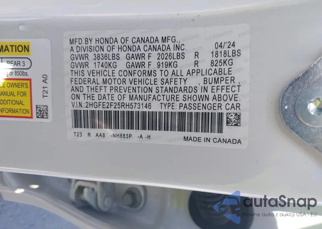 2HGFE2F25RH573146: 43736533