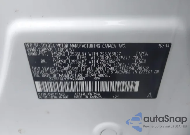 2T3RFREV2FW255882: 43736571