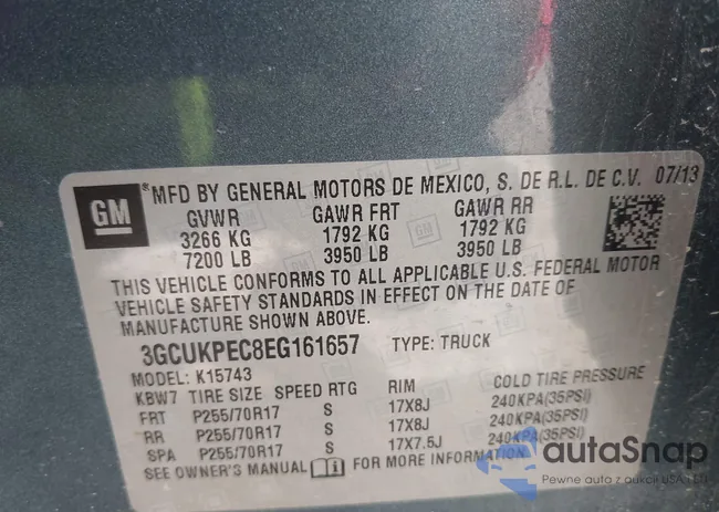 3GCUKPEC8EG161657: 43735678