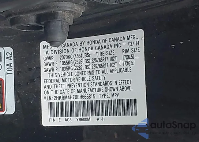 2HKRM4H7XEH666815: 43735800