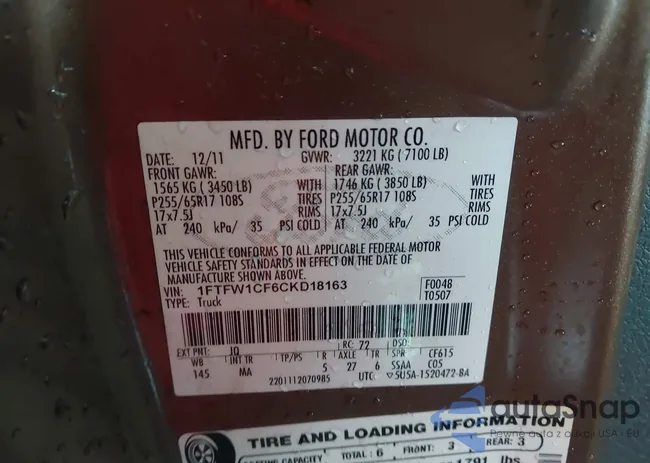 1FTFW1CF6CKD18163: 43735975