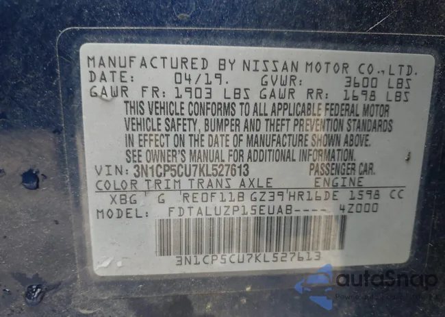 3N1CP5CU7KL527613: 43737332