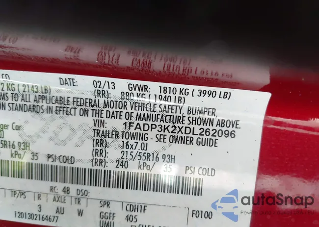 1FADP3K2XDL262096: 43737421