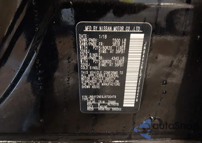 JN8AY2NE9JX700478: 43737463