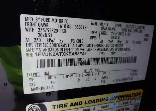 1FMJK2ATXKEA58895: 43737465