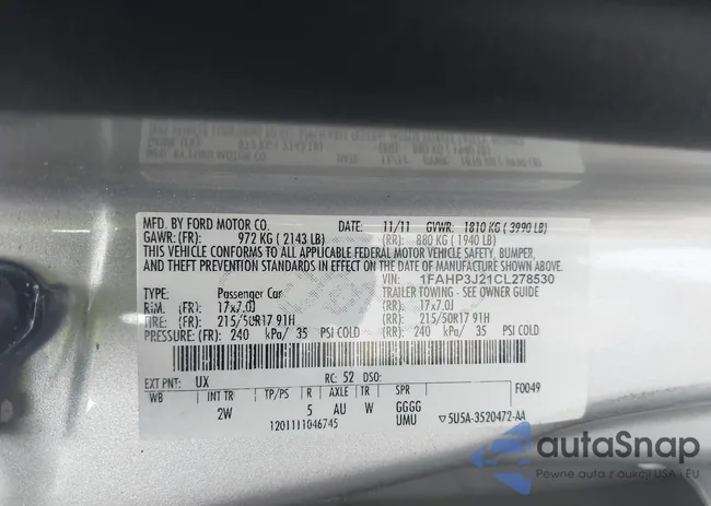 1FAHP3J21CL278530: 43737528