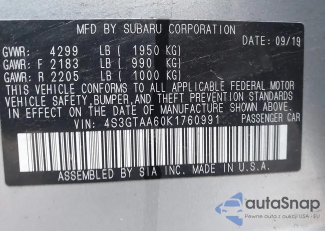 4S3GTAA60K1760991: 43736691