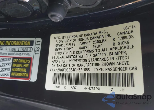 2HGFG3B84DH521056: 43736721