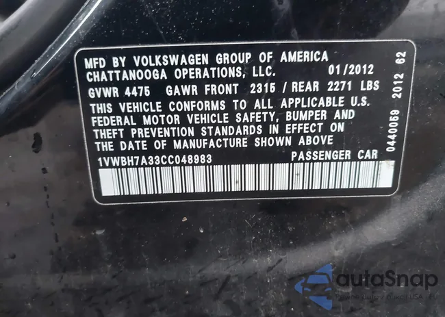 1VWBH7A33CC048983: 43736801