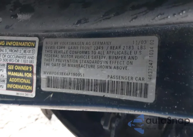 WVWPD63BX4P190051: 43736976