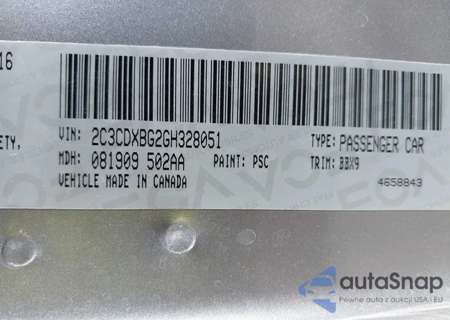 2C3CDXBG2GH328051: 43738051