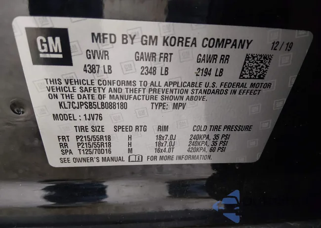 KL7CJPSB5LB088180: 43738196