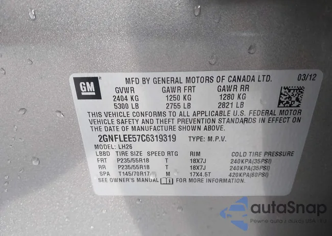 2GNFLEE57C6319319: 43737864