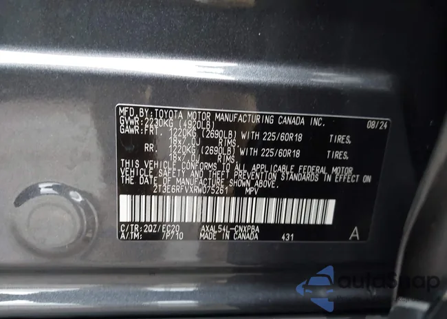 2T3E6RFVXRW075261: 43739205