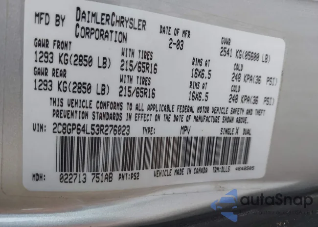 2C8GP64L53R276023: 43739215