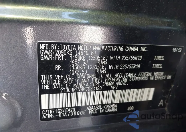 2T3C1RFV8KC033183: 43739237