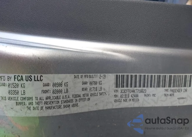 3C3CFFKH4KT716623: 43739340