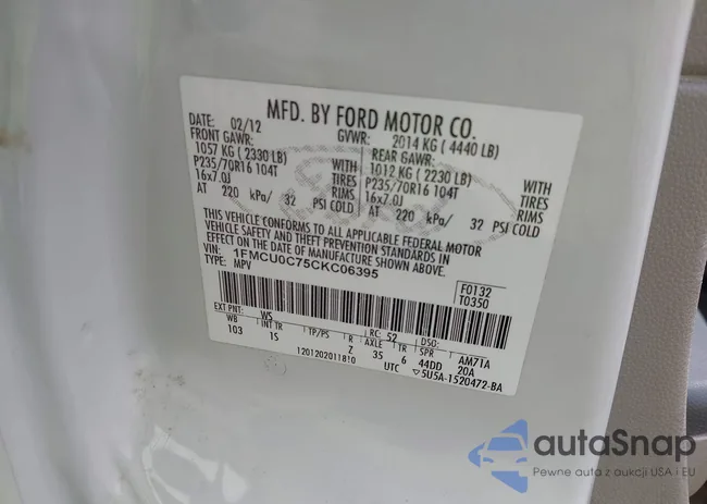 1FMCU0C75CKC06395: 43738671