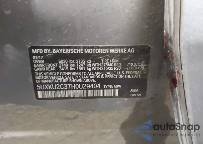 5UXKU2C37H0U29404: 43740040