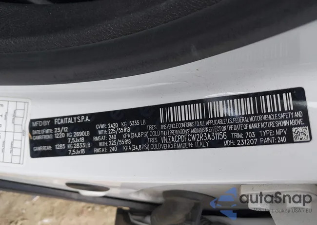 ZACPDFCW2R3A31156: 43740096