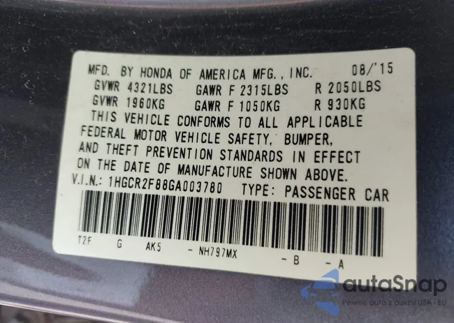 1HGCR2F88GA003780: 43740293