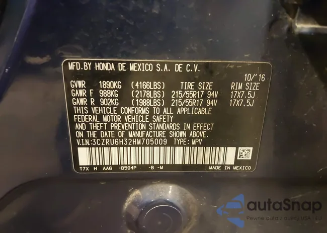 3CZRU6H32HM705009: 43740386