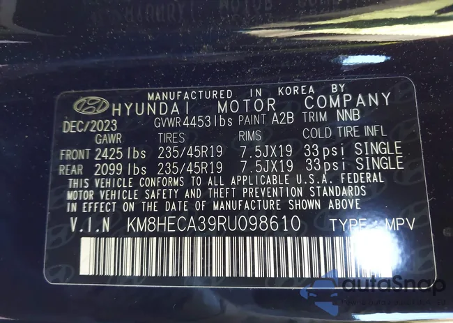 KM8HECA39RU098610: 43740399