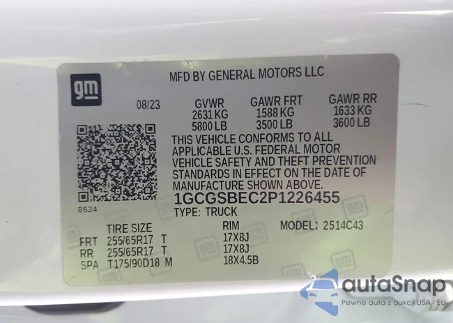 1GCGSBEC2P1226455: 43740589