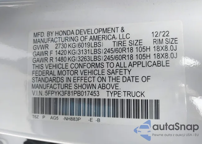 5FPYK3F81PB017453: 43739904