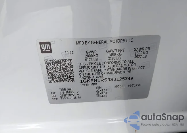 1GKENLRS9SJ125349: 43740012