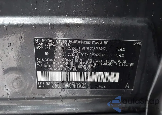 2T3W1RFV0SC331403: 43740018