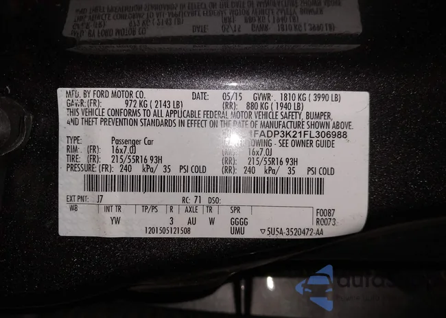 1FADP3K21FL306988: 43741222