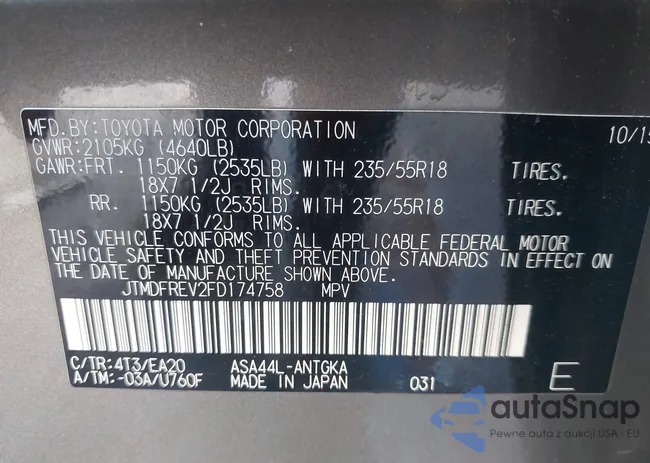 JTMDFREV2FD174758: 43741561