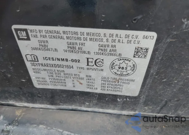 3GYFNAE3XDS621694: 43740691