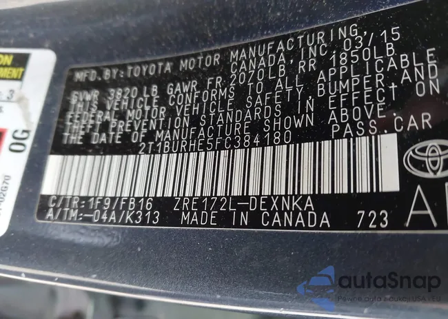 2T1BURHE5FC384180: 43740737