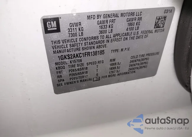 1GKS2AKC1FR138185: 43740980