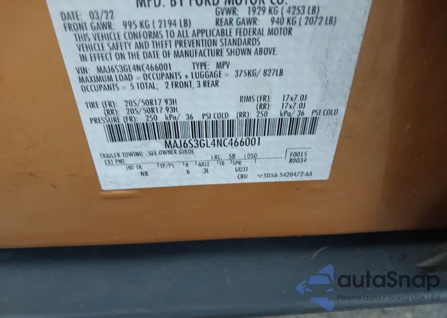 MAJ6S3GL4NC466001: 43742557