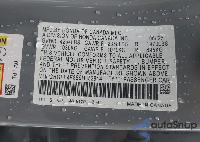 2HGFE4F88SH353814: 43742610