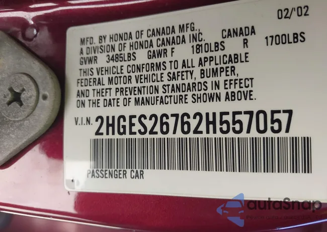 2HGES26762H557057: 43741659