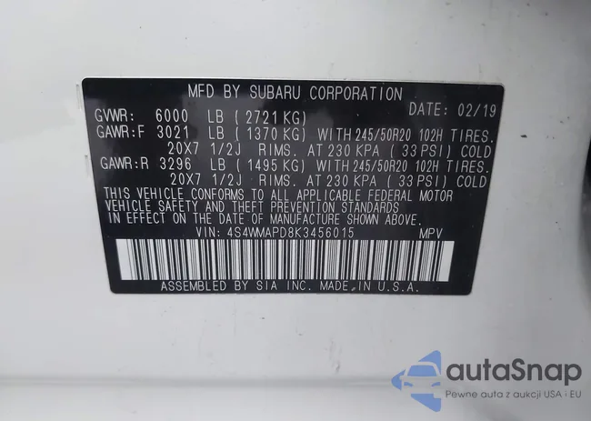 4S4WMAPD8K3456015: 43741661