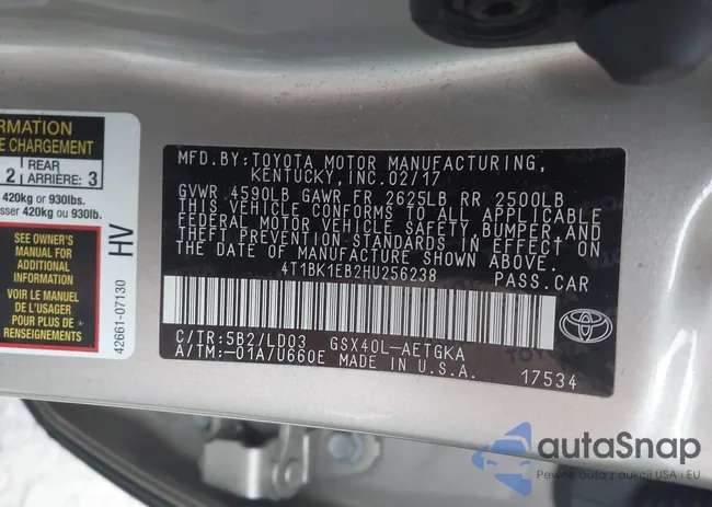 4T1BK1EB2HU256238: 43741664