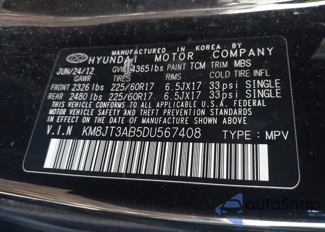 KM8JT3AB5DU567408: 43741709