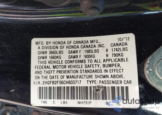 2HGFB2F56CH603717: 43741978